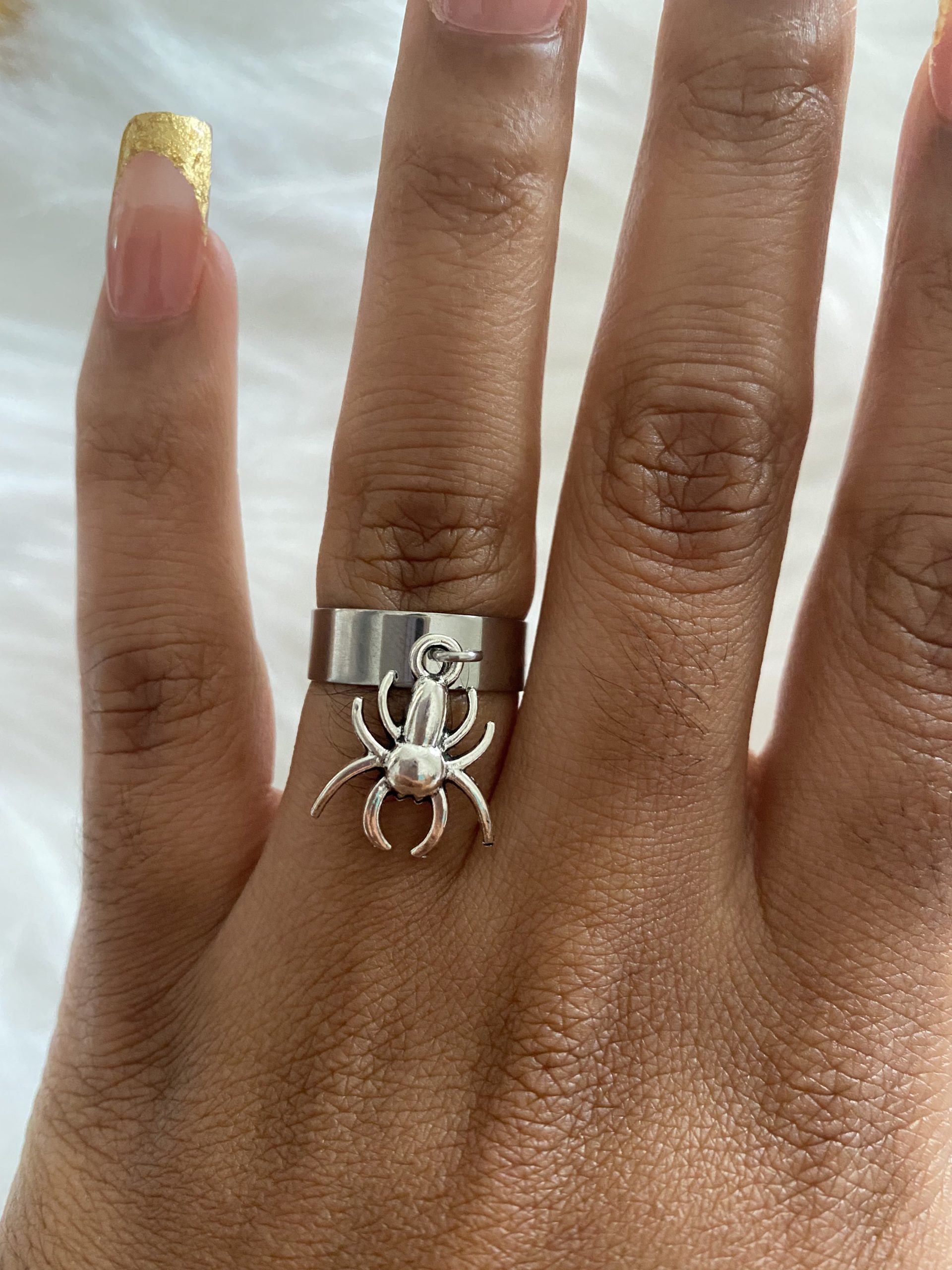 Bague Araignée Rouge En Argent Sterling 925 Gothique - Taille Moyenne - Neuve Sans Boîte, Fait Main
